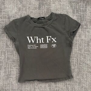 White Fox Boutique Charcoal Graphic Crop Tee